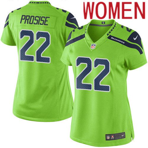 Women Seattle Seahawks #22 C. J. Prosise Nike Neon Green Game NFL Jersey->women nfl jersey->Women Jersey